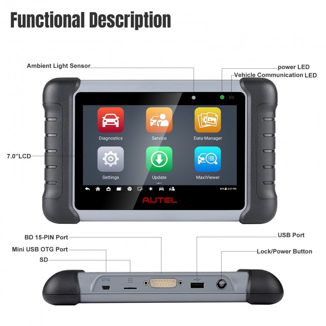 Autel MaxiCOM MK808Z Bi-Directional Full System Diagnostic Scanner with Android 11 Operating System Upgraded Version of MK808/MX808