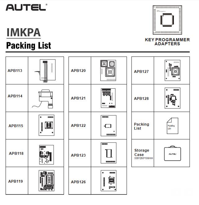 Autel IMKPA Key Programming Accessories Package list