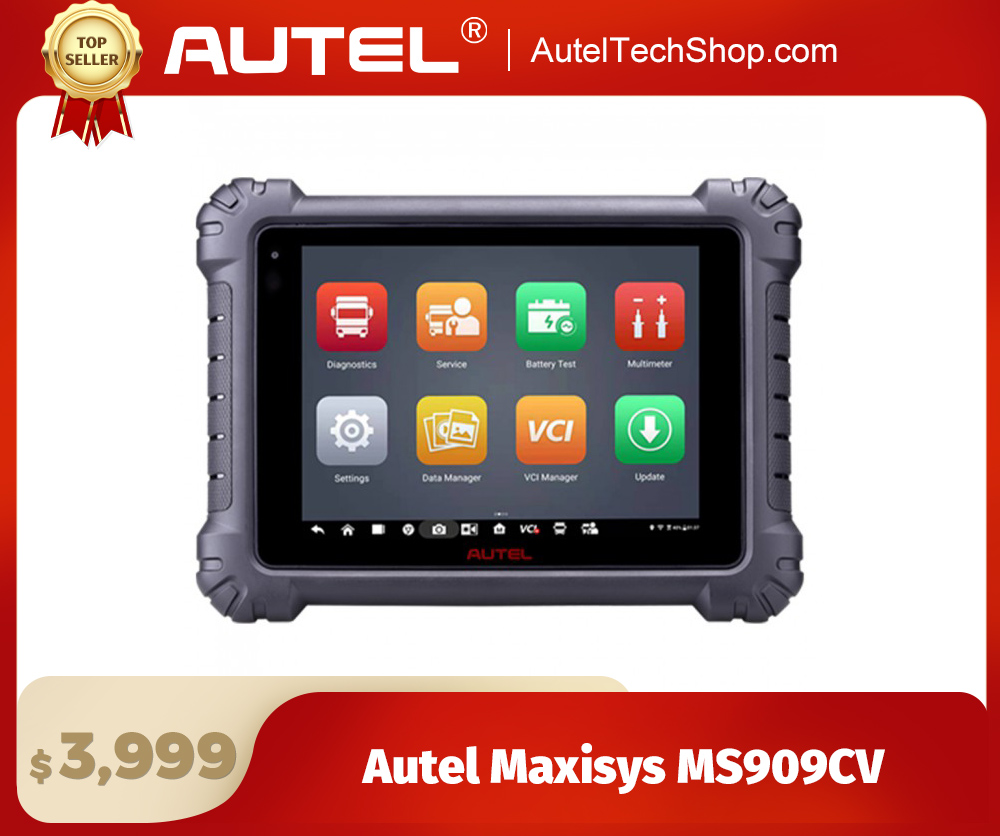 2024 New Autel Maxisys MS909CV Heavy Duty Bi-Directional Diagnostic Scanner W/ Bluetooth J2534 VCI