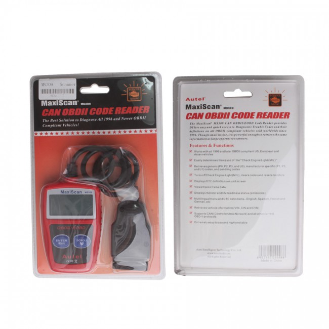 Autel MS309 Universal OBD2 Scanner Check Engine Fault Code Reader/Read Codes Clear Codes/View Freeze Frame Data/I/M Readiness Smog Check CAN Diagno
