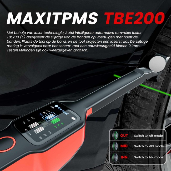 Autel MaxiTPMS TBE200 Laser Tire Tread Depth & Brake Disc Examiner Wear Tester Car Tire Tool Better Performance With ITS600