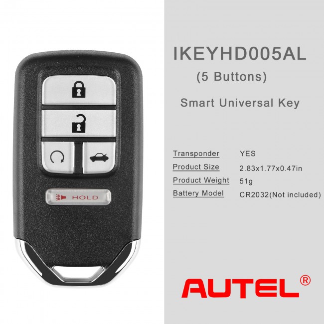 AUTEL IKEYHD005AL 5 Button Smart Universal Key for Honda 5pcs/lot