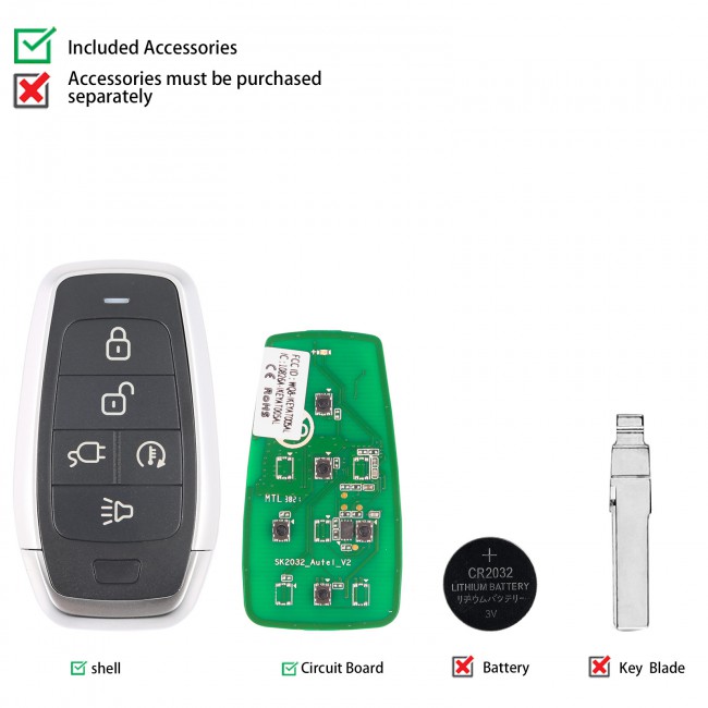 AUTEL IKEYAT005DL Independent 5-Button Universal Smart Key - EV Charge / Remote Start 5pcs/lot