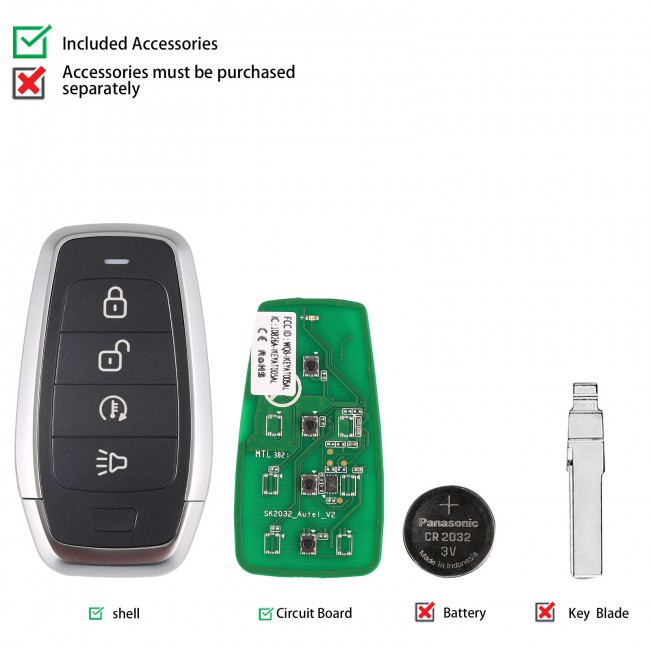 AUTEL IKEYAT004DL Independent 4 Button Universal Smart Key - Remote Start or A/C 5pcs/lot