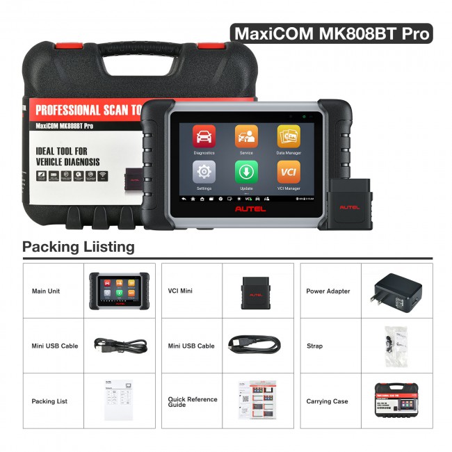 Autel MaxiCOM MK808BT PRO Car Diagnostic Scan Tool, Active Tests & Bi-Directional Control Scanner, 28+ Services, FCA AutoAuth, Wireless Diagnosis