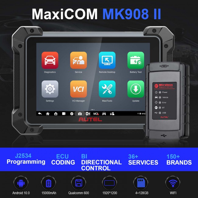 Original Autel MaxiCOM MK908 Automotive All System Diagnostic Tool Support ECU Key Coding (Updated Version of Maxisys MS908)