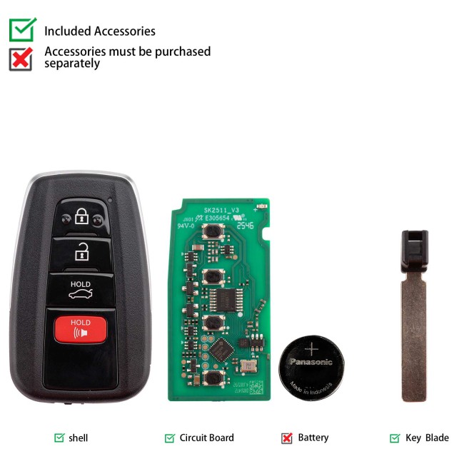 AUTEL IKEYTY004AL Remote Key 4 Buttons for Toyota 4D&8A