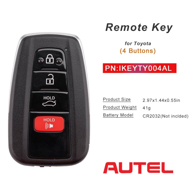 AUTEL IKEYTY004AL Remote Key 4 Buttons for Toyota 4D&8A