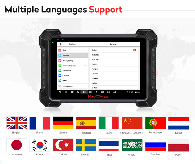 Autel MaxiCOM MK908P Languages