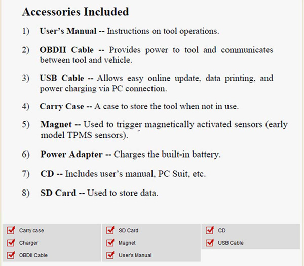 TS601 Accessories Included
