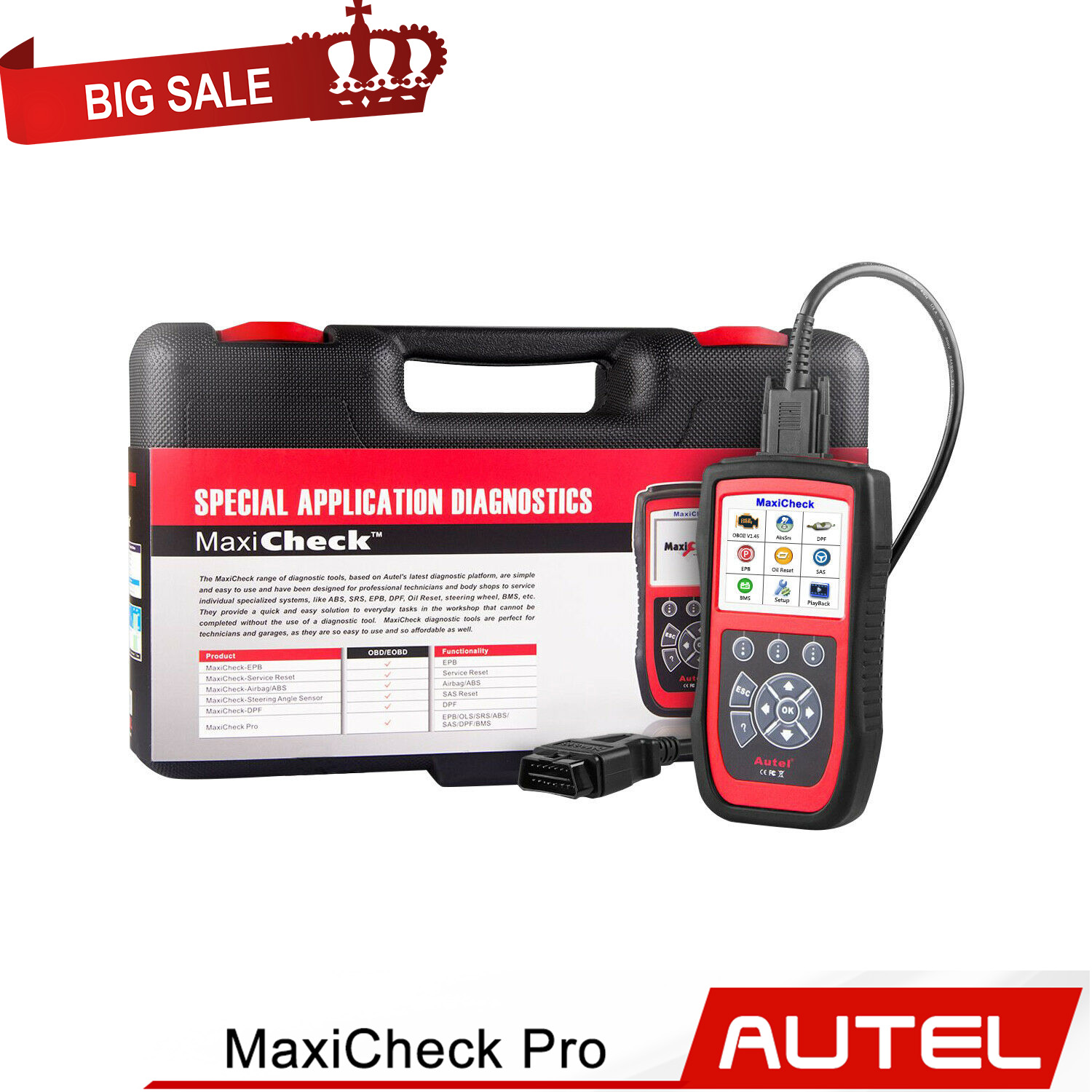 Autel MaxiCheck Pro OBD2 Car Diagnostic Tool EPB/ABS/SRS/SAS/Airbag/Oil Service Reset/BMS/DPF 
