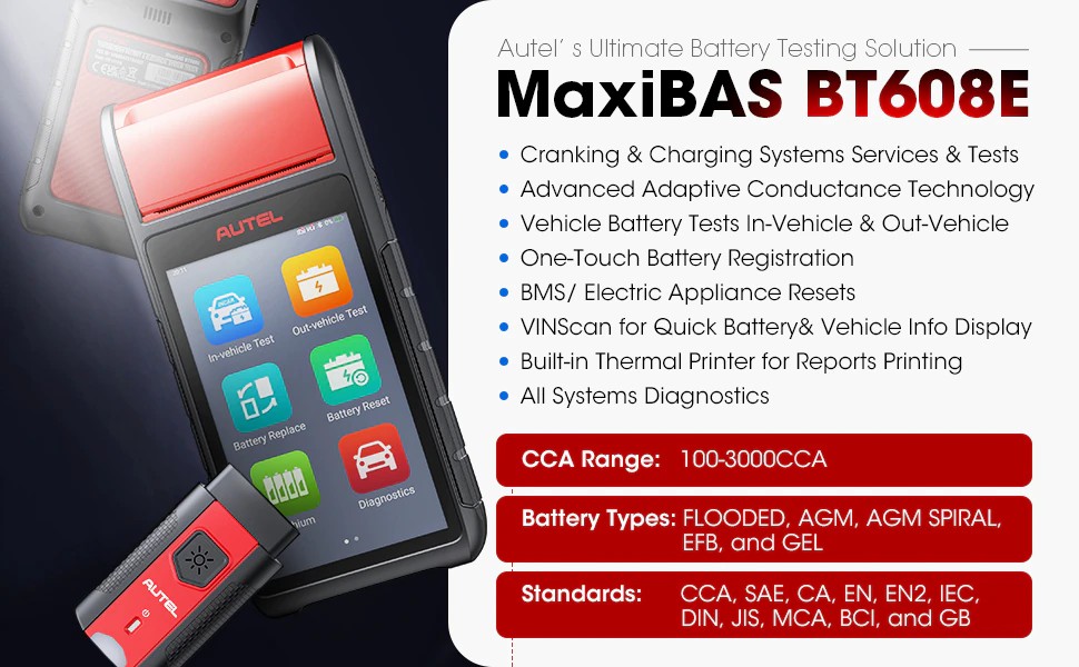 Autel MaxiBAS BT608E Battery Tester 12V 