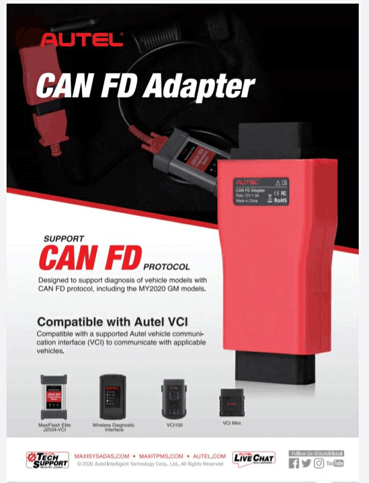 CAN FD Adapter Compatible with Autel VCI work with MS906/MS906BT/808