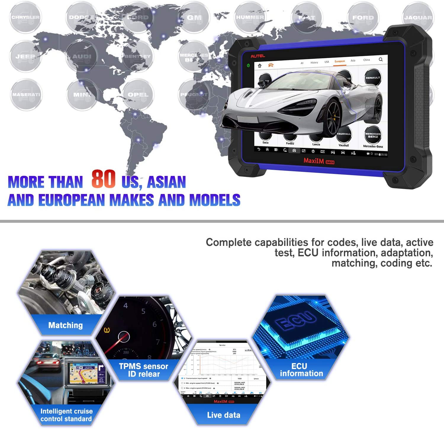  Autel MaxiIM IM608 Advanced Diagnose + IMMO & Key Programming Scanner Get Free Autel APB112 Smart Key Simulator, G-BOX2 Adapter and Toyota 8A Wiring Harness